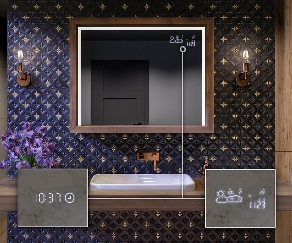 LED kúpeľňové zrkadlo s rámom WoodenFrame vo farbe Oslo dub