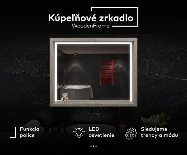 LED kúpeľňové zrkadlo s rámom WoodenFrame vo farbe Oslo dub