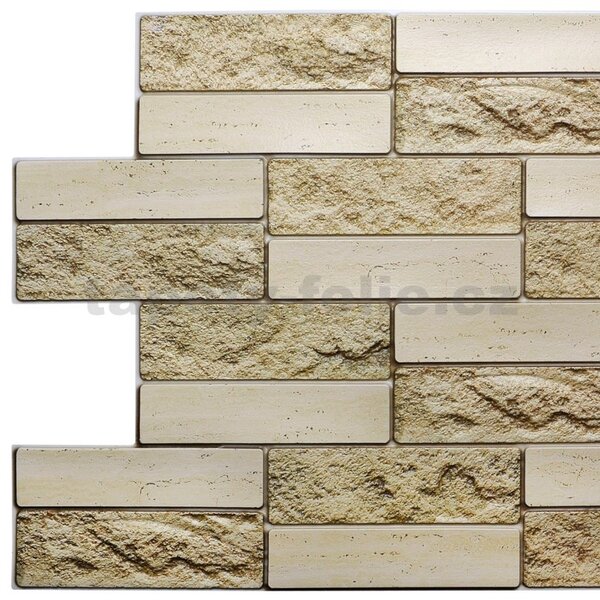 Obkladové panely 3D PVC TP10013971, rozměr 980 x 490 mm, obkladový pískovec béžový, GRACE