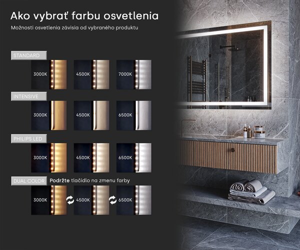 LED kúpeľňové zrkadlo s rámom WoodenFrame vo farbe Oslo dub
