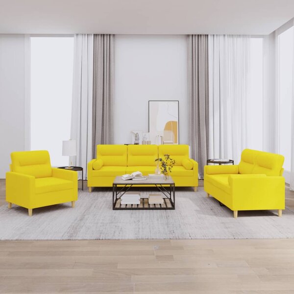 Maison Exclusive – 3-dielna sedacia súprava s vankúšmi, svetložltá látka