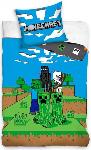 TipTrade Bavlnené obliečky 140x200 + 70x90 cm - Minecraft Mob monster