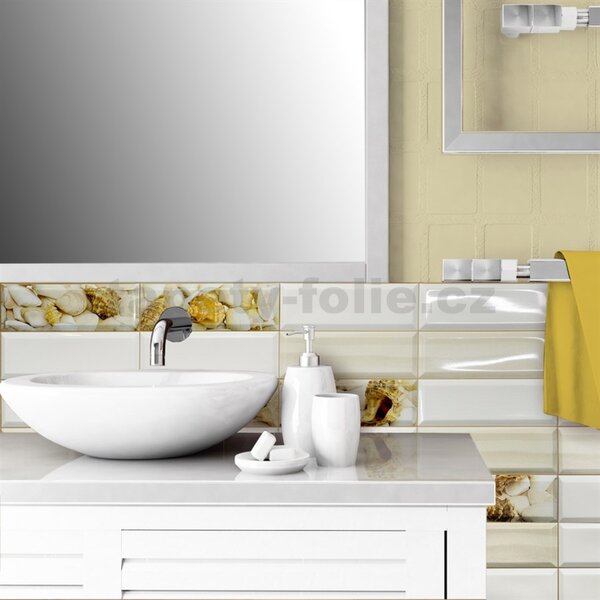 Obkladové panely 3D PVC TP10014005, cena za kus, rozmer 955 x 480 mm, obklad biely s mušľami, GRACE