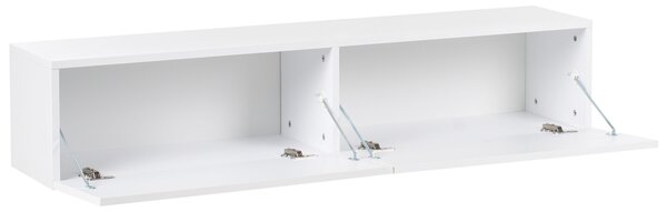 Závesná skrinka pod TV biela 140 cm tv stolík na stenu minimalistický dizajn obývacia izba