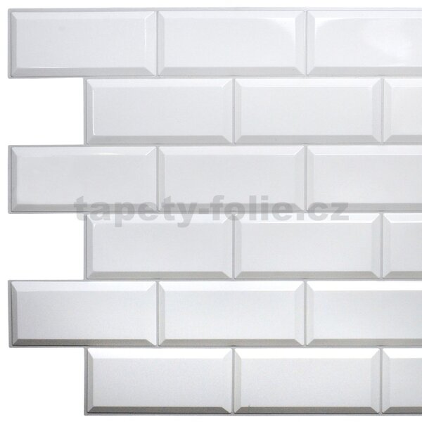 Obkladové panely 3D PVC TP10017314, rozměr 966 x 484 mm, obklad bílý, GRACE