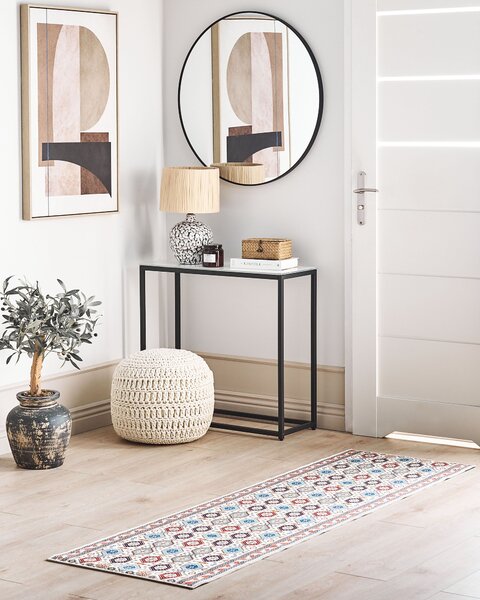 Koberec behúň viacfarebný polyester 60 x 200 cm orientálny vzor protišmykový vintage moderný štýl predsieň