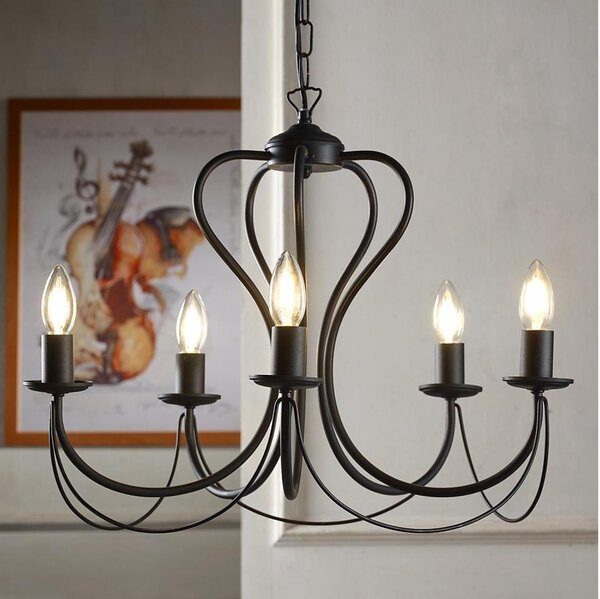 ONLI - Luster na reťazi CANDELA 5xE14/6W/230V čierna