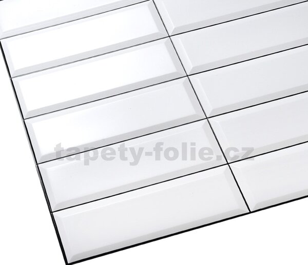 Obkladové panely 3D PVC TP10014039, rozměr 955 x 480 mm, obklad bílý, černá spára, GRACE