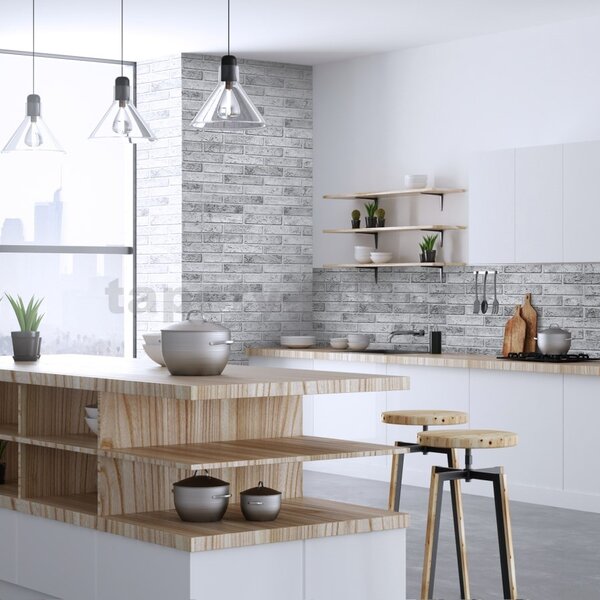Obkladové panely 3D PVC TP10017309, rozměr 962 x 499 mm, cihla šedá, GRACE