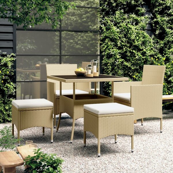 Maison Exclusive – 5-dielna záhradná jedálenská súprava z poly ratanu, béžová