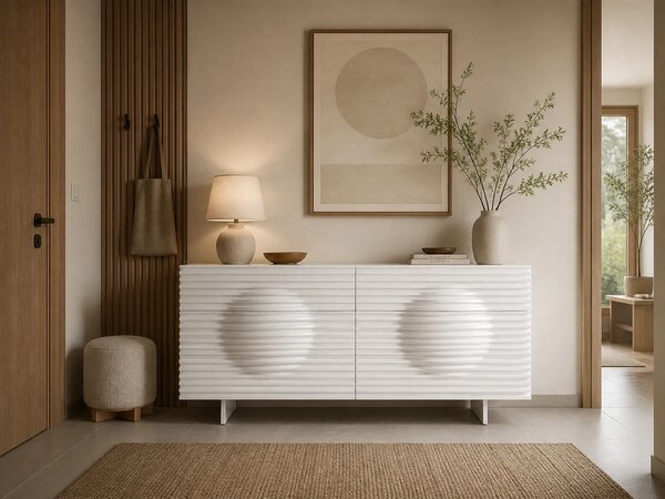 LivinHill Komoda Hudson 160 cm biela/chróm
