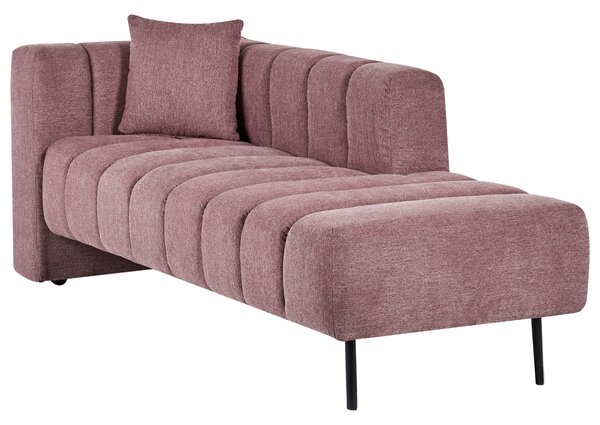 Leňoška ľavostranná ružová látkové čalúnenie čierne nohy s vankúšom moderný glamour dizajn