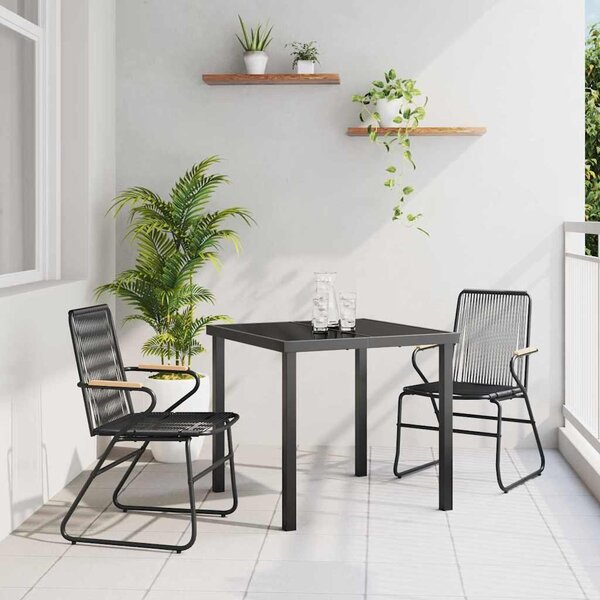 Maison Exclusive – záhradná jedálenská súprava, 3 kusy, čierna, oceľ s práškovou povrchovou úpravou