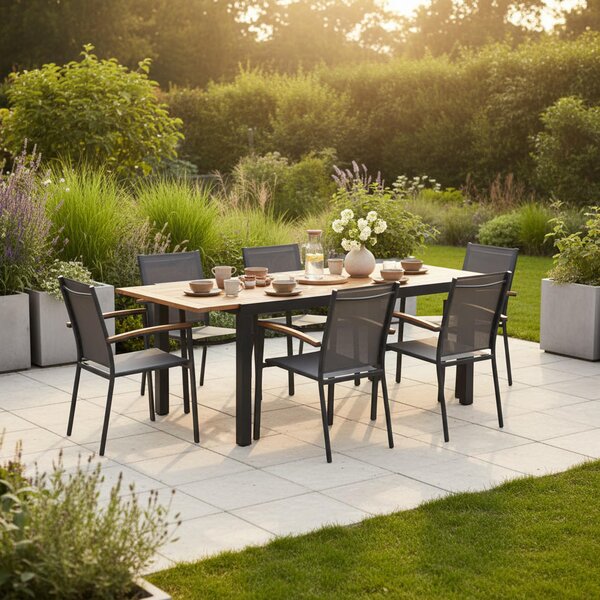 ZÁHRADNÝ STÔL, drevo, kov, 150-200/90 90/75 cm Gardenson - Online Only záhrada, Online Only