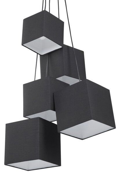 Závesná lampa čierna 5 svetiel štvorcové látkové tienidlá moderný štýl obývačka jedáleň