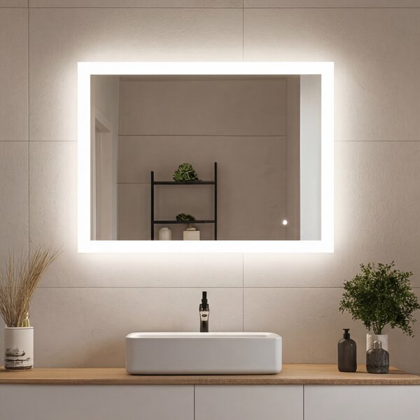 Obdĺžnikové zrkadlo do kúpeľne s LED osvetlením 80x60 cm s Dual color, Spínač dotykový