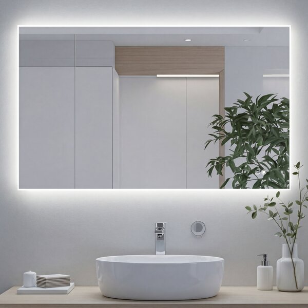 Obdĺžnikové zrkadlo do kúpeľne s LED podsvietením 80x60/60x80 cm, duálna farba, dotykový spínač, vyhrievacia podložka