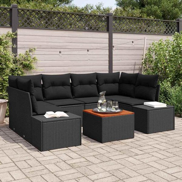 Maison Exclusive - Záhradný nábytok s úloným priestorom 7 ks ierny Poly-rattan