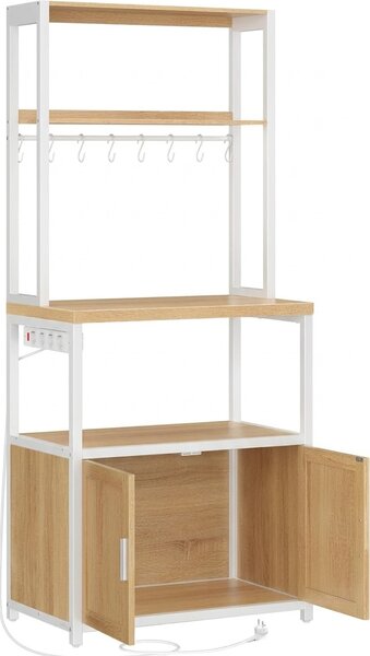SONGMICS Kuchynský regál Vasagle Nori 60 cm so zásuvkou biely/hnedý