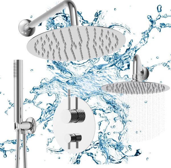 Granitan | sprchový set - Glami chróm - 250 mm sprchová hlavica - Moderný dizajn - Minimalistický
