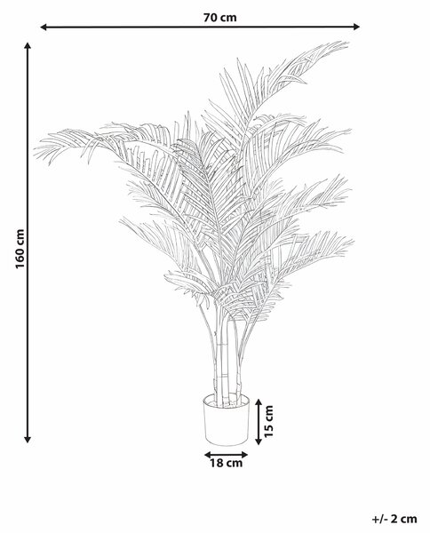 Umelá rastlina v kvetináči zlatá syntetický materiál 160 cm dekoratívna palma do interiéru