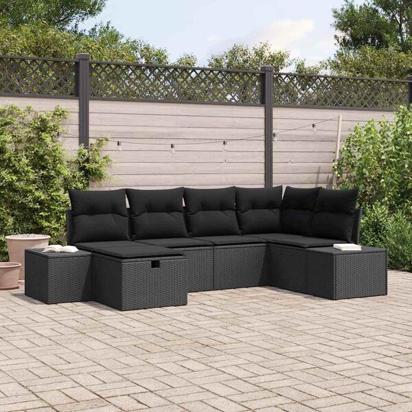 Maison Exclusive - Záhradný nábytok s vankúmi 6 ks ierny Poly-rattan