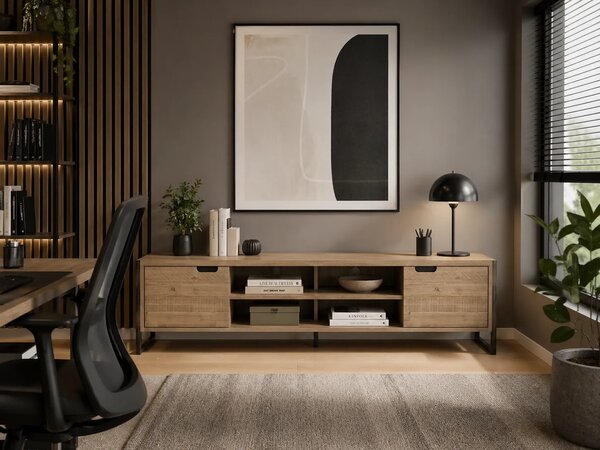 LivinHill TV stolík Flow 200 cm z masívu hnedý/grafit