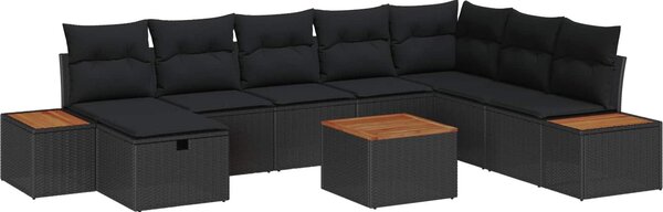 Maison Exclusive - Záhradný nábytok s vankúmi 9 ks ierny Poly-rattan