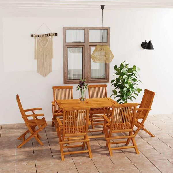 Maison Exclusive - 7-dielna záhradná jedálenská súprava, tíkový masív