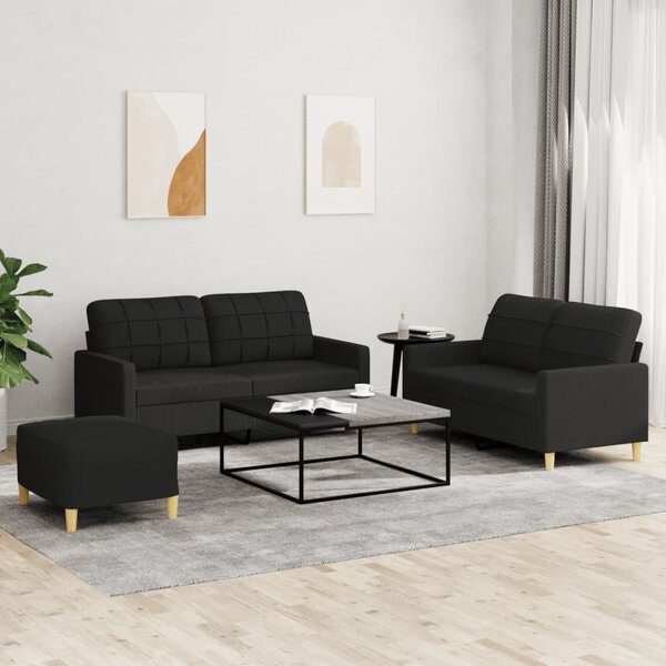 Maison Exclusive – 3-dielna sedacia súprava s vankúšmi, čierna látka