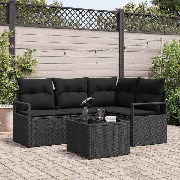 Maison Exclusive – Sedacia súprava, 5 kusov, čierna [syntetický materiál]: Polyratan