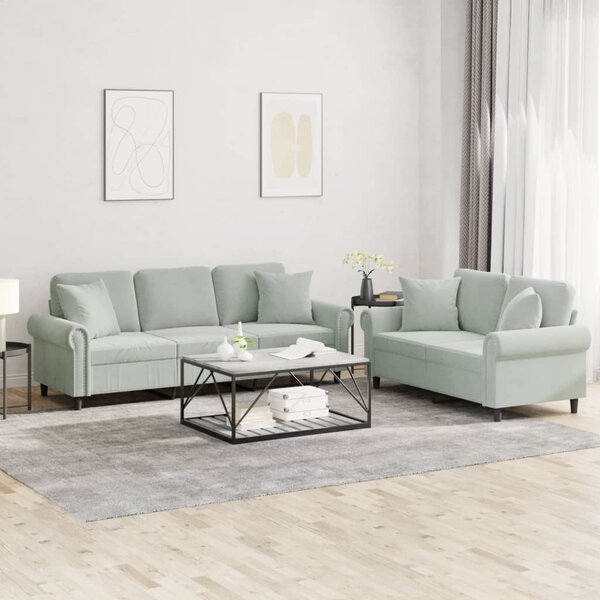 Maison Exclusive – 2-dielna sedacia súprava s vankúšmi, svetlosivý zamat