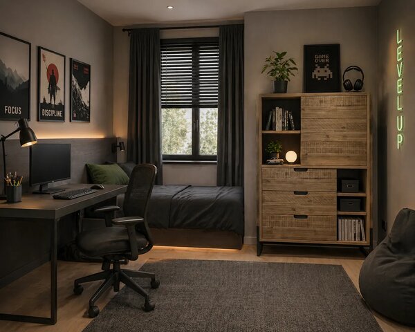 LivinHill Vysoká komoda Flow 100 cm z masívu hnedá/grafit