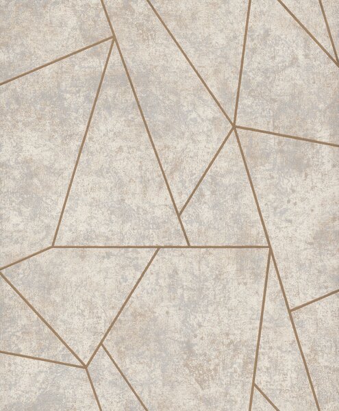 Sivo-béžovo-zlatá geometrická vliesová tapeta, NW3504, Modern Metals, York