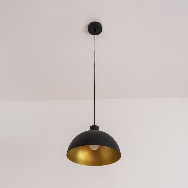 Luster na lanku VESPER 1xE27/15W/230 priemer 30 cm čierna/zlatá