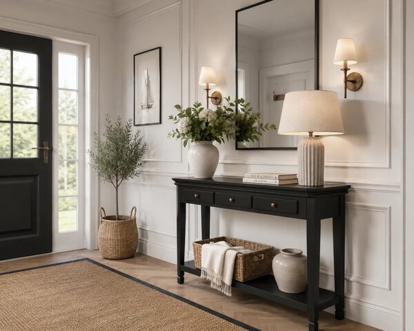 LivinHill Konzolový stolík Cesena 128 cm z masívu čierny