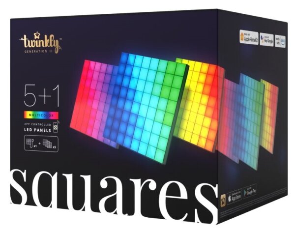 Twinkly TWQ064STW-07-BEU - SADA 6xLED RGB Panel SQUARES 64xLED 16x16 cm Wi-Fi