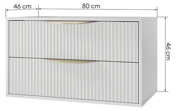 Hector Závesná skrinka pod umývadlo Avila s doskou 80 cm biela/zlatá