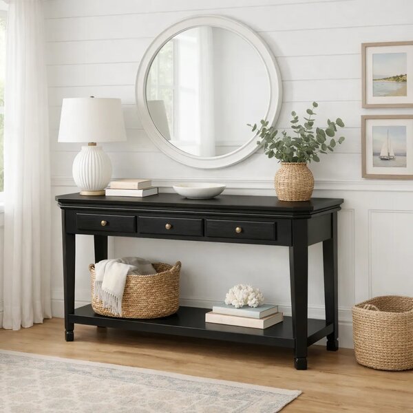 LivinHill Konzolový stolík Cesena 128 cm z masívu čierny