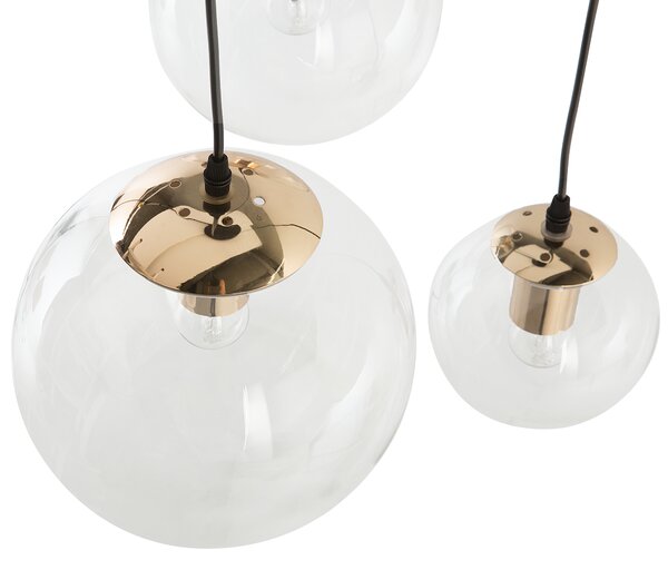 Závesná lampa zlatá priehľadná sklo 3 okrúhle tienidlá moderný štýl obývačka jedáleň