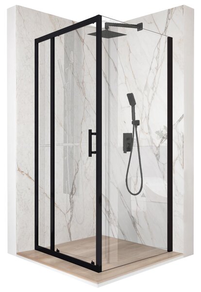 Sprchový kút 90x90cm posuvné dvere ierne ESG 6mm sklo + povrchová úprava