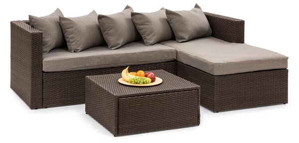 Blumfeldt Theia Lounge Set, záhradná sedacia súprava, rohová súprava, stolček, 5 vanúšov, hnedá