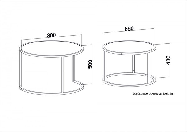 Hanah Home Súprava konferenčných stolíkov Tambur 80 cm hnedá/čierna