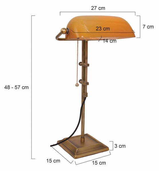 Stolová lampa Ancilla nastaviteľná bronzová/žltá, Hnedá / staromosadz, Pracovňa / Kancelária, kov, Stolová lampa
