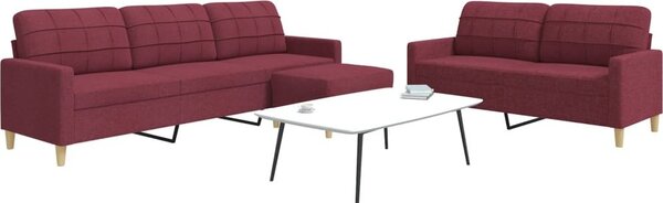 Maison Exclusive – 3-dielna sedacia súprava s podnožkou, vínovočervená látka