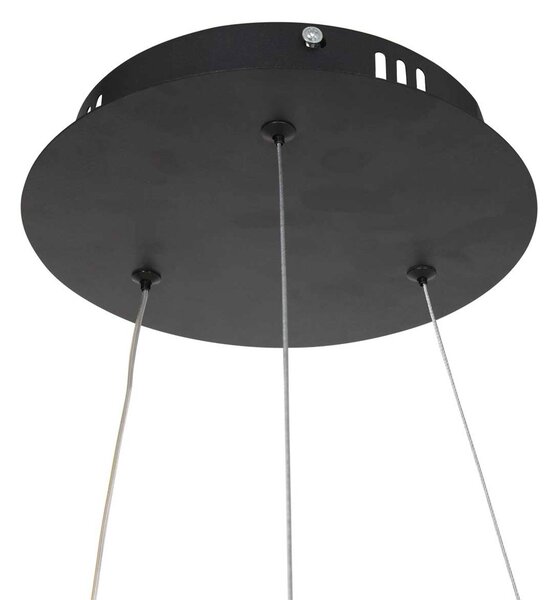 LED závesné svietidlo Ringlux Ø 60 cm 2-pl. čierna, Čierna, Obývacia izba / jedáleň, kov, Moderný, Závesné svietidlo