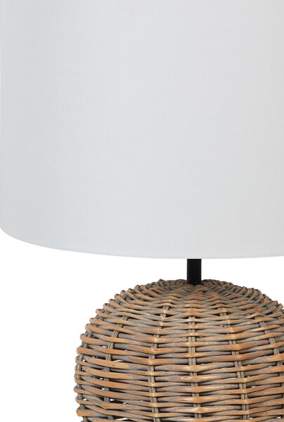 Stolná lampa ratanový podstavec látkové tienidlo 30 x 30 x 49 cm prírodná lampa na nočný stolík boho rustikálna spálňa obývačka