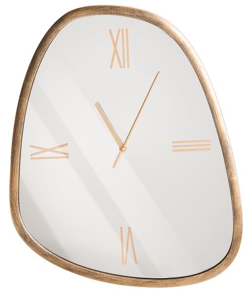 Nástenné hodiny tmavohnedý rám 53 x 45 cm minimalistický dizajn zrkadlový povrch bytové doplnky obývačka spálňa