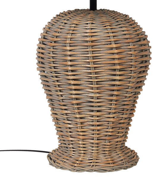 Stolná lampa ratanový podstavec látkové tienidlo 30 x 30 x 49 cm prírodná lampa na nočný stolík boho rustikálna spálňa obývačka