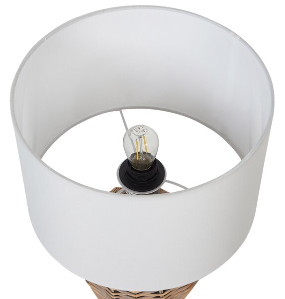 Stolná lampa ratanový podstavec látkové tienidlo 30 x 30 x 49 cm prírodná lampa na nočný stolík boho rustikálna spálňa obývačka